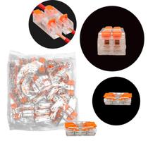 Conector de Emenda Linear Flat 2 Vias Conexão Rápida para Fios Kit 100 Unidades