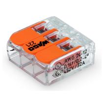 Conector de Emenda Wago 3 Polos 221-413 4mm 50 Unidades