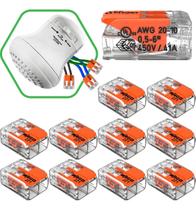 Conector de emenda Wago para chuveiro 2 vias 6mm 221612 pacote com 10 peças