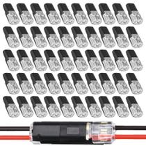 Conector de encaixe para dois fios com trava, 50 peças Conector de encaixe para dois fios com trava, 50 peças