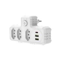 Conector De Extensão Portátil 3 Universal Plug Carregador Rápido 2 Usb 1 Tipe-C Conector De Extensão Portátil 3 Universal Plug Carregador Rápido 2 Usb 1 Tipe-C