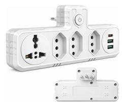 Conector De Extensão Portátil 4 Universal Plug Carregador Rápido 2 Usb 1 Tipe-C Transformador Tomada