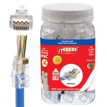 Conector de passagem RJ45 Cat6 Cat6a 100 unidades - banhado a ouro