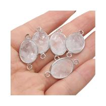 Conector De Pedra Natural Quartzo Rosa 5pcs/conjunto Pingente Facetado 14x27mm Para Acessórios De