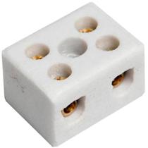 Conector de Porcelana 6mm 2 Polos - 8607 - BRASFORT Conector de Porcelana 6mm 2 Polos - 8607 - BRASFORT