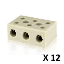 CONECTOR DE PORCELANA TRIPOLAR PARA FIO 10mm² FOXLUX - KIT C/12