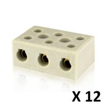 CONECTOR DE PORCELANA TRIPOLAR PARA FIO 16mm² FOXLUX - KIT C/12