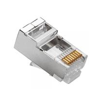 Conector de Rede Plug RJ45 8x8 CAT5E Blindado 062-0047 Chip SCE Pacote com 100 Peças Metal Conector de Rede Plug RJ45 8x8 CAT5E Blindado 062-0047 Chip SCE Pacote com 100 Peças Metal