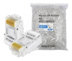 Conector de Rede RJ45 UTP Cat5e Banhado a Ouro - 100 Pçs