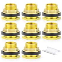 Conector de tanque de água Bulkhead GASHER 8PCS Latão 1/2 fêmea 3/4 macho Conector de tanque de água Bulkhead GASHER 8PCS Latão 1/2 fêmea 3/4 macho