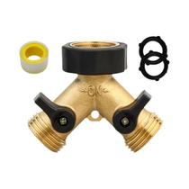 Conector De Torneira De Jardim De Latão Reforçado Com 4 Saídas E Protetor Anti-Dobras