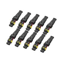 Conector Elétrico Automotivo À Prova d'Água De 2 Pinos 16 AWG Para Carro, Caminhão, Barco, Moto - 10