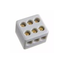 Conector em porcelana 6mm 3 polos - branco Conector em porcelana 6mm 3 polos - branco