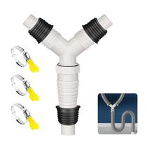 Conector em T para mangueira de drenagem de máquina de lavar QruiLanTu com abraçadeiras