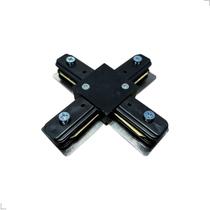 Conector Emenda Modelo X Para Trilhos De Sobrepor Branco/Preto Luminatti