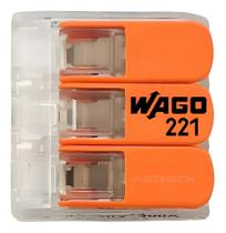 Conector Emenda Wago 3 Vias 4Mm Transparente-221-413 - 10 Pç