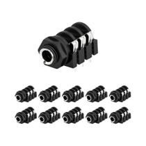 Conector Fêmea Estéreo De 6 Pinos 1/4" Para Montagem Em Painel PCB, Jack Para Fone De Ouvido, 10