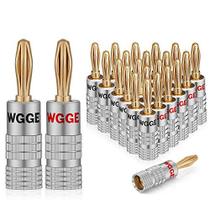 Conector Jack Áudio WGGE WG-009 Banana Plug 12 Pares/24 pcs 24k Ouro Duplo Rosqueado Alto-falante