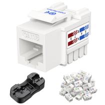 Conector Keystone Cat6 Cable Matters - 10 Gbps - Pacote com 25 Unidades - Branco