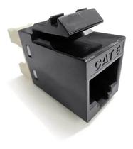 Conector keystone rj45 femea tipo idc cat. 6 preto
