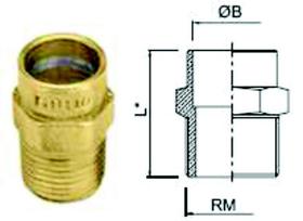 Conector Latão Macho Bronze B 28X1 Rm 28X1 Ramo SEM ANEL DE SOLDA