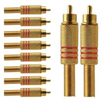 Conector Linha Rca Macho Metal Gold Vermelho Storm 10 Unidades F108 Conector Linha Rca Macho Metal Gold Vermelho Storm 10 Unidades F108
