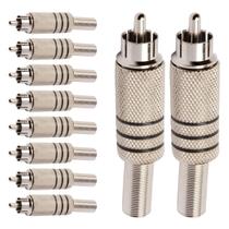 Conector Linha Rca Macho Metal Niquel Preto Storm 10 Unidades