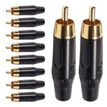 Conector Linha Rca Macho Preto Metal Storm 10 Unidades Conector Linha Rca Macho Preto Metal Storm 10 Unidades
