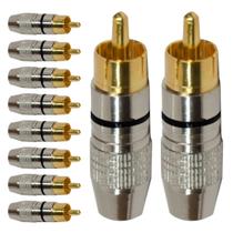 Conector Linha Rca Macho Profissional Preto Storm 10 Unidades