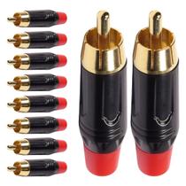 Conector Linha Rca Macho Vermelho Metal Storm 10 Unidades