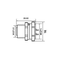 Conector M12 8 Pinos Femea Painel Com Cabo Injetado 50cm