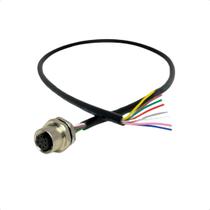 Conector M12 Painel 8 Pinos Femea Cabo Montado 50Cm