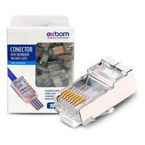Conector Macho Blindado Rj45 Vazado Rede Cat5 Kit Com 100un