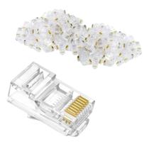 Conector Macho Plug Rj 45 Cabo De Rede Lan Cat6 (100 Peças)