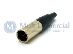 Conector Mini XLR Macho Solda Fio Para Cabo 3 Vias - JL33021