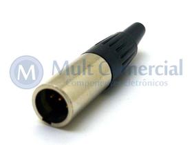 Conector Mini XLR Macho Solda Fio Para Cabo 4 Vias - WTN-11-1328/4P Conector Mini XLR Macho Solda Fio Para Cabo 4 Vias - WTN-11-1328/4P