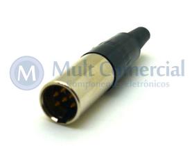 Conector Mini XLR Macho Solda Fio Para Cabo 6 Vias - WTN-11-1328/6P Conector Mini XLR Macho Solda Fio Para Cabo 6 Vias - WTN-11-1328/6P