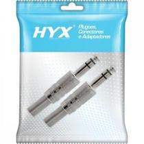 Conector P10 Macho Estéreo Niquelado HJ011S Prata HYX - PCT / 2 Conector P10 Macho Estéreo Niquelado HJ011S Prata HYX - PCT / 2