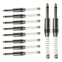 Conector P10 Macho Linha Mono Com Mola Espacada E Ponta Gold Storm 10 Unidades Conector P10 Macho Linha Mono Com Mola Espacada E Ponta Gold Storm 10 Unidades