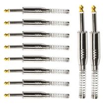 Conector P10 Macho Linha Mono Com Mola Espacada Ponta Gold Baquelite Storm 10 Unidades