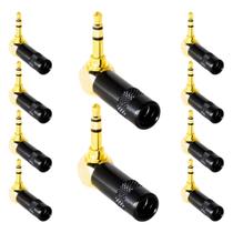 Conector P2 Stereo 90 Graus Preto Metal Gold Storm 10 Unidades Conector P2 Stereo 90 Graus Preto Metal Gold Storm 10 Unidades