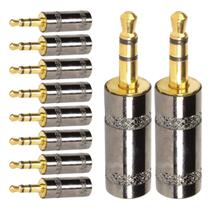 Conector P2 Stereo Metal Preto Gold Storm 10 Unidades Conector P2 Stereo Metal Preto Gold Storm 10 Unidades