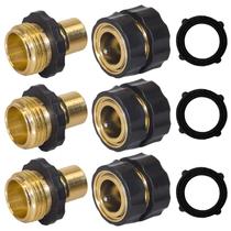 Conector para mangueira de jardim Hourleey 3/4 polegada em alumínio, kit com 3 peças Conector para mangueira de jardim Hourleey 3/4 polegada em alumínio, kit com 3 peças