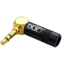 Conector Plug P2 Estereo 90 dourado 6mm Capa preta Datalink