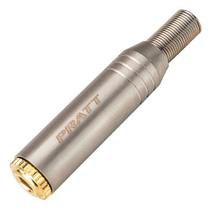 Conector Plug P2 Fêmea Stereo Com Mola Prata E Dourado Pratt