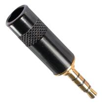 Conector Plug P3 TRRS 4 polos cabo 4,5mm bucha preta