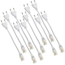 Conector Plug Rabicho Fita de LED 8mm Kit 10 Unidades Fonte Tomada Sanca Perfil Gesso Teto Rebaixado Decoraçao Loja Casa Iluminaçao