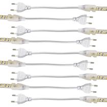 Conector Plug Rabicho para Fita LED 8mm Kit 10 Unidades Fonte Tomada Teto Rebaixando Gesso Sanca Perfil Iluminaçao Casa Loja Decoraçao