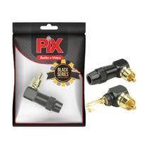 Conector Plug Rca 90º Profissional Top De Linha Preto