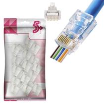 Conector Plug Rj45 De Passagem Vazado 8X8 Cat6 100 Unidades